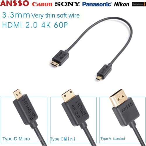 DragonWhite Ansso HDMI 2.0 4K 60P 18Gbps HDR Mini Micro HDMI DJI Eagle Eye RSC2 3.3mm Very Fine Flexible Wire 20CM 40CM