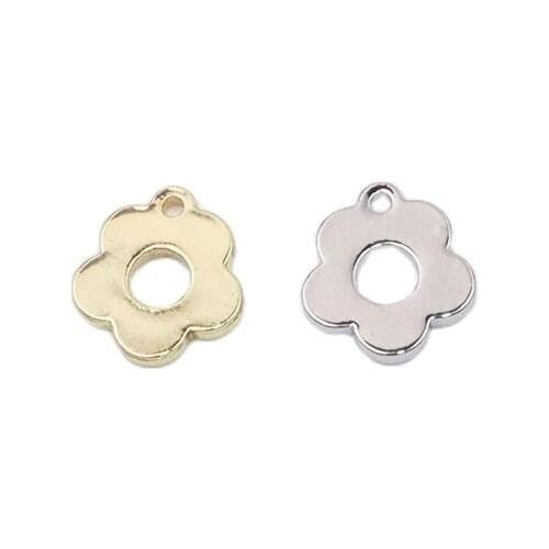 Eruifa 10pcs 8mm High Quality Shiny Brass Mini Flower necklace,earring bracelet jewelry DIY handmade 2 colors Gold and silver