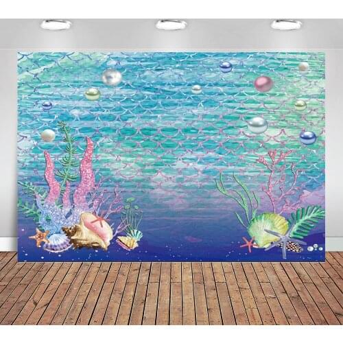 Mermaid Backdrop for Photography Birthday Party Fish Scale Baby Shower Photozone Banner Poster Photo Studio Background