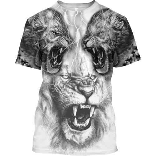 Men Casual 3D Print T-Shirts Lion SeriesTattoo Hip-Hop Tshirts Animal Summer Tees Harajuku Punk Wome Unisex Short Sleeve Tops 02