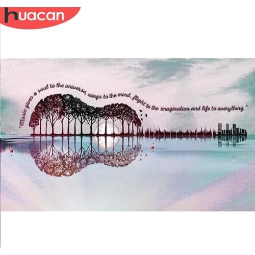 HUACAN Diamond Mosaic Landscape 5D DIY Diamond Painting Guitar Full Square Drill Decor Home Picture Of Rhinestone