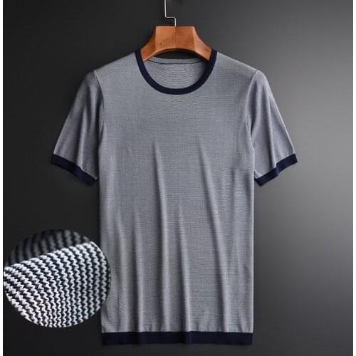 Kintted Mens T-shirts Luxury Contrast Color Collar Short Sleeve Men T-shirt Plus Size 4xl Summer Slim Fit Casual Man Tee