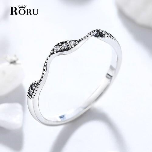 Korea Style Fine Jewelry Ring Wavy Line Mosaic CZ Zircon Rings Retro Design 100% Real 925 Sterling Silver Jewel Rings for women