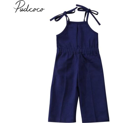 2018 Brand New Toddler Infant Child Kid Baby Girl Strap Denim Romper Overalls Jumpsuit Long Pants Clothes Solid Outfit Sunsuit