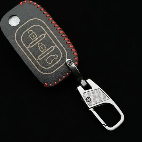 Car Flip keys Leather Cases Fob Cover For LADA Sedan Largus Kalina Granta Vesta X-Ray XRay Folding Keychain Key Ring