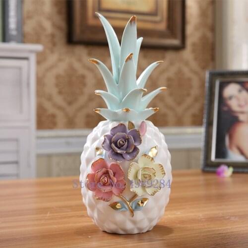 Creative ceramics pineapple Decorative ornaments Gold Emboss Modern home decoration living room Crafts ornaments accessories