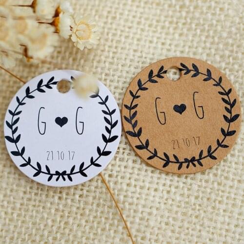 Y5-200 pcs 3.5cm round kraft/white paper label product label Label customization Clothing label personalized tag gift tags