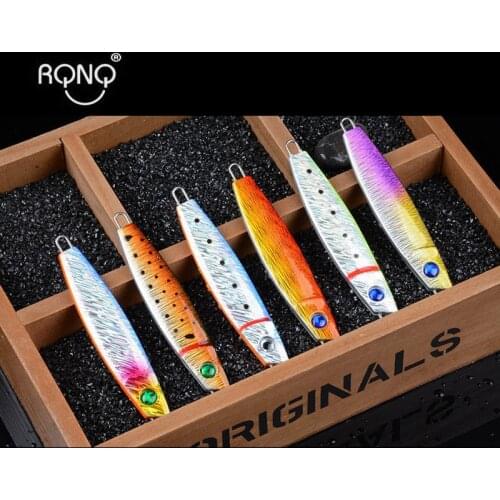 RQNQ 1pcs Metal Cast Jig Spoon Shore Casting Jigging Lead Fish Sea Bass Fishing Lure Artificial Bait Tackle Pesca 3D Eyes