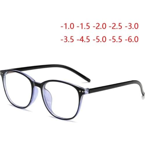 Fashion Literary Blue Film Coating Lenses Myopia Glasses With Degree Anti-blue Light Short-sighted Eyeglasses -100 -150 To -600