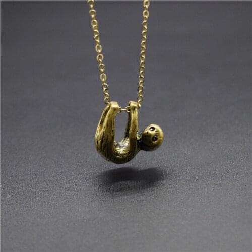 Elfin Trendy Vintage 3D Sloth Necklaces Animal Jewellery Baby Sloth Pendant Necklaces Women Men Best Gift Jewellery