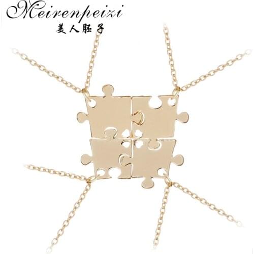 Set of Personalized Puzzle Piece Necklace hand stampe Pendant Necklace Bridesmaid Graduation Best Friends Family Jewelry Gift
