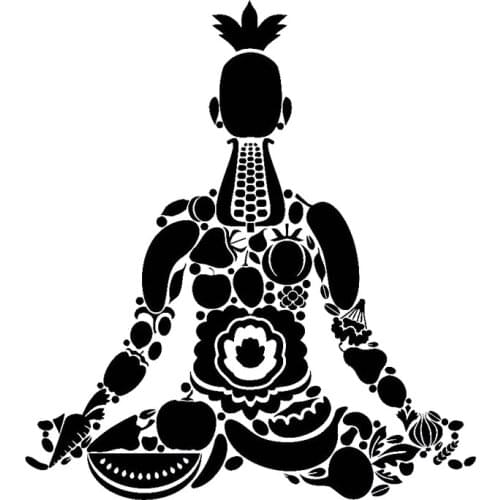Vegan Yoga Wall Sticker Decal Bedroom Meditation Healthy Lifestyle Stickers Yoga Studio Home Decor Fruit Vegetables Decals 3243