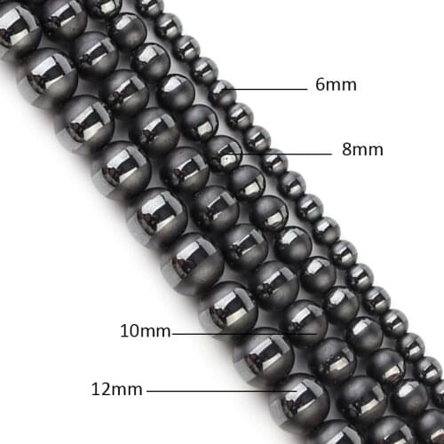 Natural Charm Black Gallstone Can Be Made Black Necklace Bracelet Smooth Round Bead Shape Handmade Accessories Jewelry Wholesale