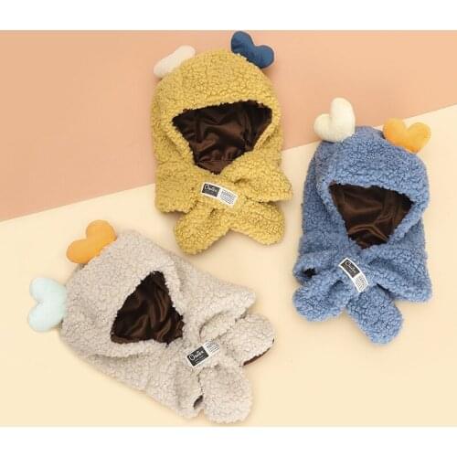 Toddler Kids Baby Winter Warm Knitted Crochet Earflap Double Love Beanie Hat Boy Girl Cap Wool Cute Solid Color Ball Cap Kid Hat