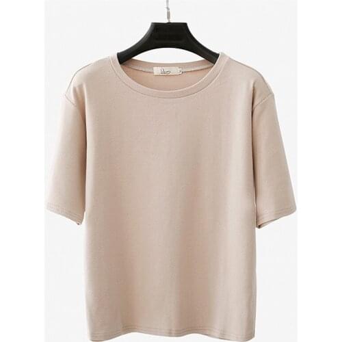 Solid Casual Short Sleeve Girls T Shirt Ins Classical Short Sleeve Tops High Street Summer Tops Casual Comfort Shirt Plus Size