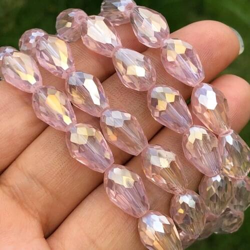 Wholesale AB Pink Austria Teardrop Crystal Loose Faceted Drop Briolette Glass Beads For Jewelry Making Craft Diy Earrings 5x7mm