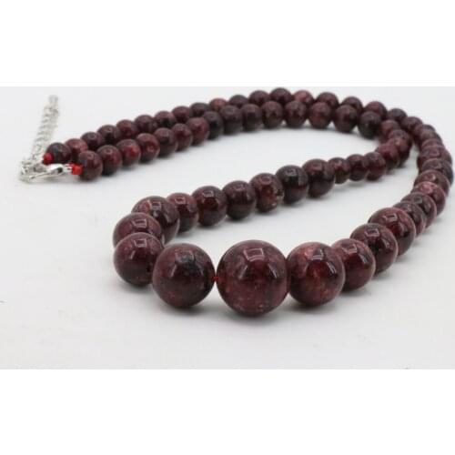Deep red black spots 6-14mm round bead stone chalcedony tower chain necklace 18 " earrings women fashion jewelry sets