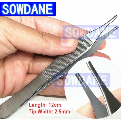 Dental Surgical Tissue Tweezer Dental Forceps Extraction Hemostat Medical Tweezers Round Tip Straight 12cm Dental Surgery Tool