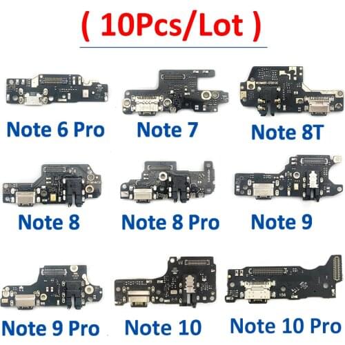 10Pcs Charger Board PCB Flex For Xiaomi Redmi 8 8A 9 10X Note 9 9S 8T Pro Mi 10T USB Port Connector Charging Ribbon Cable