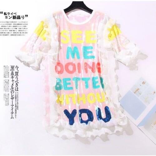 Summer High Street Sequined Dresses Women Pink Color Letters Ruffles Mini Dress Young Ladies Woman Party Vestidos Dresses SY092