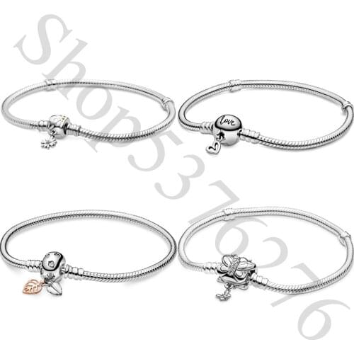 925 Sterling Silver Moments Daisy Flower Freehand Heart Fashion Bracelet Fit Pandora Women Bead Charm Bangle Gift DIY Jewelry