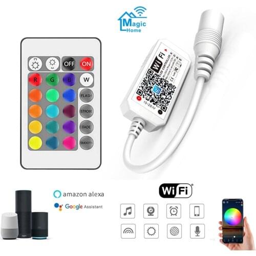 Magic Home Dc 5v 12v 24v WIFI RGBW RGB Led Controller with Ir Remote Control Music Alexa App Led Strip Controller Controlador