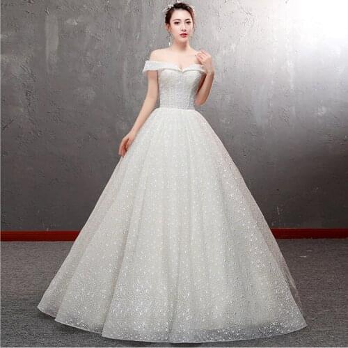 Luxury Beads Boat Neck New Wedding Dress Floor length Short Sleeves Ivory Plus sizes Vestido De Noiva vestido de festa Ball Gown