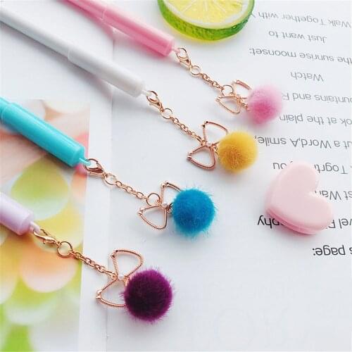 Creative Bow Pendant Gel Pen Cute 0.5mm Gel Pens Student Writing Signature Pen Kids Gifts Kawaii Stationery Supplies papeleria