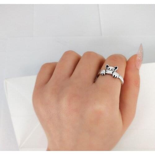 Hzew cute simple cat ring for cat lovers gift
