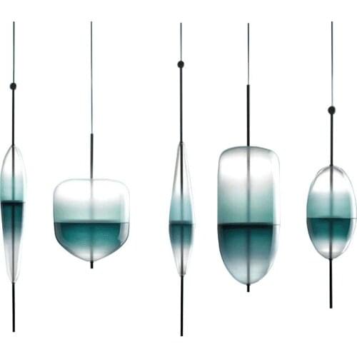 Nordic pendant lamp creative modern minimalist restaurant lighting blue gradient glass personality bar pendant light