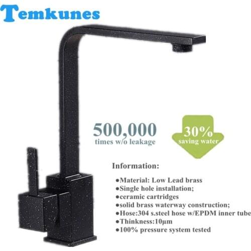 Kitchen Faucets 360 Degree Swivel Square Mixer Brass with Black White Spot Painted Tap 360 Rotating Single Hole