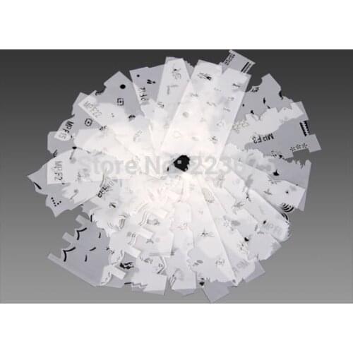 Hot 20 Mix Designs Airbrush Stencil Template Nail Art DESIGNS Sheets Kit Brush Paint