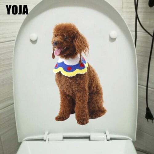 YOJA 13.1×23.9CM Cute Pet Teddy Creative Living Room Wall Decoration WC Accessories Toilet Stickers T1-2396