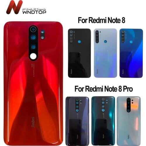 Glass For Xiaomi Redmi Note 8 Back Battery Cover Door Rear Glass For Redmi Note 8 Pro Battery Cover Housing Case With Lens+ Gule