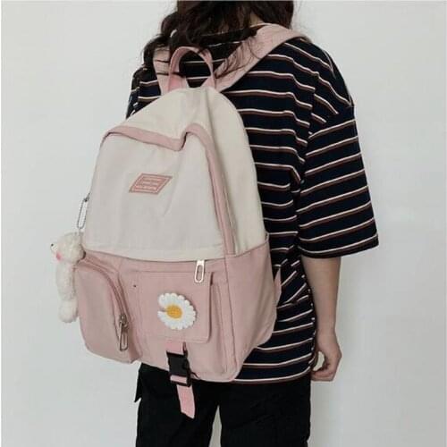 Women Waterproof Buckle Backpack Nylon Student Cute School Bag Girl Female Kawaii Backpack Laptop Fashion Book Bag Ladies Luxury