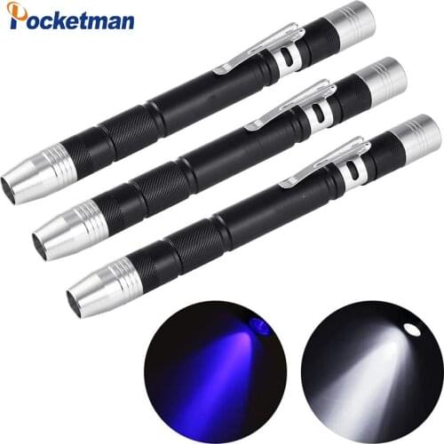 1/3/5 professional detection LED Penlight Flashlight, 2in1 One White Light One UV Light Pen Flashlight