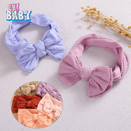 1pcs Bow Baby Headband for Sweet Girls Soft Elastic Bowknot Turban Cable Nylon Girl Headband for Children Baby Hair Accessories