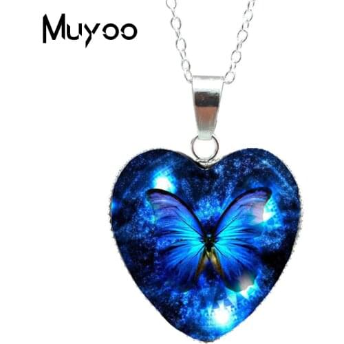 2019 Hot Purple Magic Butterfly Heart Jewelry Necklace Beautiful and Mysterious Butterfly Pendant Heart Necklace Jewerly HZ3