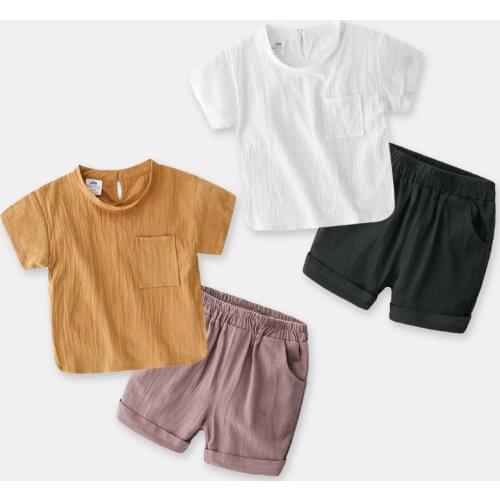 2021 2pcs Summer Baby Boy Children Casual Thin Suit Tops + Short Boys Clothes Kids Clothes sets 2-7