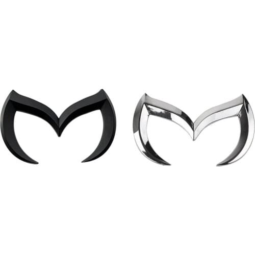 2x Black/Silver Evil M Logo Emblem Badge Decal for Mazda All Model Car Body Rear Trunk Decal Sticker Nameplate Decor