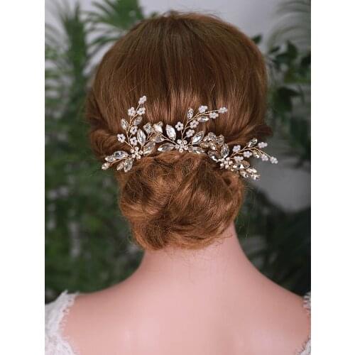 3PCS Bridal Hair Pins Rose Gold Silver Rhinestone Bride Headdress Women Flower Hair Jewelry Wedding Hair Accessories