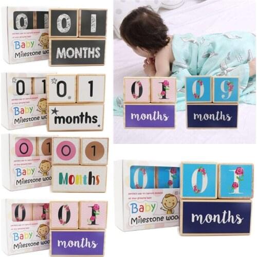 3pcs Wooden Baby Age Milestone Blocks Keepsake Baby Newborn Photography Props Pregnancy Souvenir Baby Educational Toy Birth Gift