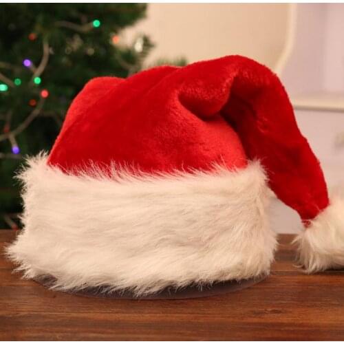 360pcs Christmas Decoration Party Santa Hat Plush Velvet Red And White Cap for Santa Claus Costume Caps Adult SN2105