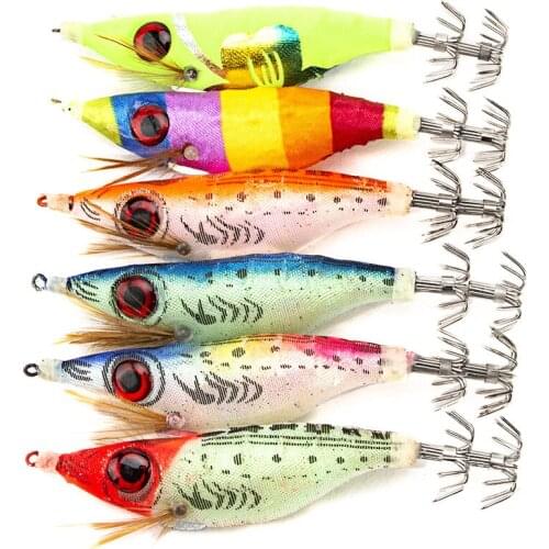 5Pcs 10cm Artificial Shrimp Fishing Baits Lifelike Big Eyes Hard Squid Lure Saltwater Sea Fishing Lures with Dual Fishhooks