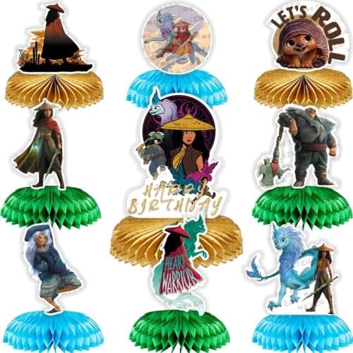 7pcs/set Disney Dragon Hunting Legend Honeycomb Ball Desktop Decoration Honeycomb Paper Fan Baby Shower Party Desktop Decoration