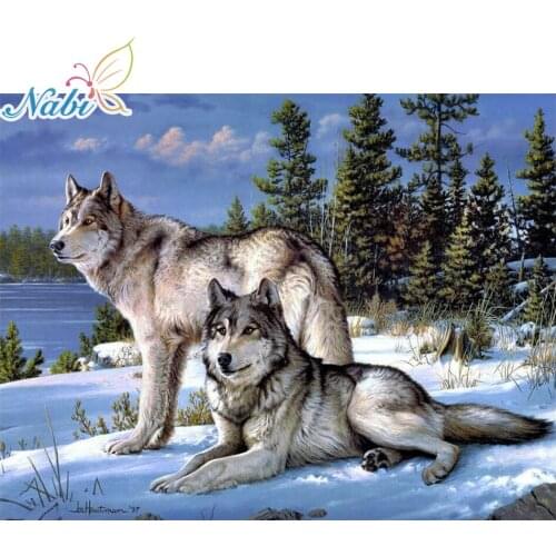 Diamond Painting Cross Stitch Animal Full Square Diamond Embroidery Wolf Needlework Diamond Mosaic Rhinestones Hobby Home Decor