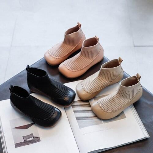 Kids Shoes Girls Shoes Autumn Knitting Girls Sock Boots Soft Sole Toddler Boots High Top Girls Shoes Kids Shoes Size 21-30