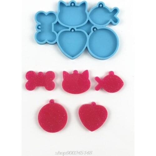 Keychain Epoxy Resin Mold Pet Dogs Tag Silicone Mould DIY Crafts Jewelry Earrings Pendant Decorations Casting M121 21 Dropship