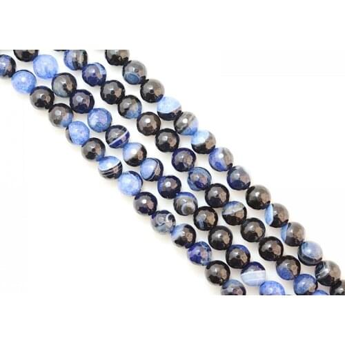 Wholesale/retail Faceted Black and blue Striated Round Beads For Jewelry Making 15" Pick Size 6,8,10mm Making Bracelet