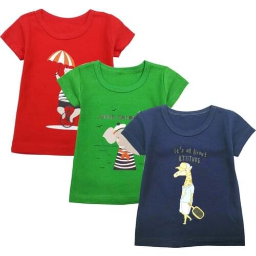 3 pieces Baby Boys T Shirt Summer dinosaur Lion Print For Infant girl T-Shirts Clothes Cotton Solid color Kids Letter Tops tee